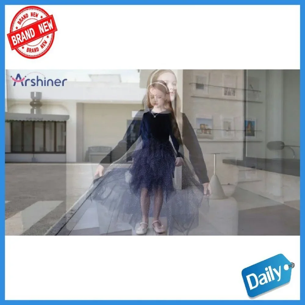 Toddler Velvet Dress Long Sleeve Irregular Hem Tulle Special Occasion